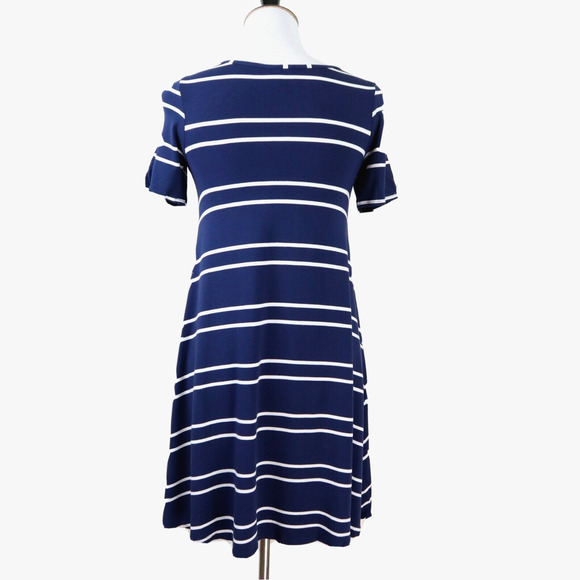 ASOS US 4 T Shirt Dress Short Sleeve Jersey Knit Blue White Stripe - Picture 4 of 8
